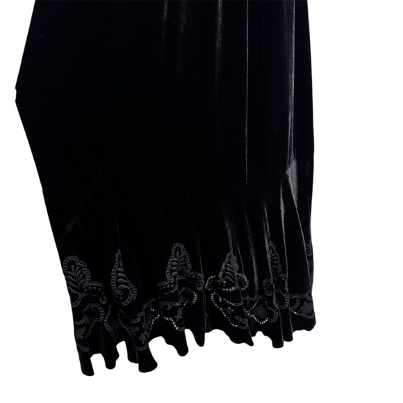 Love Johnny Was Velvet Maxi Dress Silk Embroidered Floral Holiday Party Black XS - Picture 11 of 12